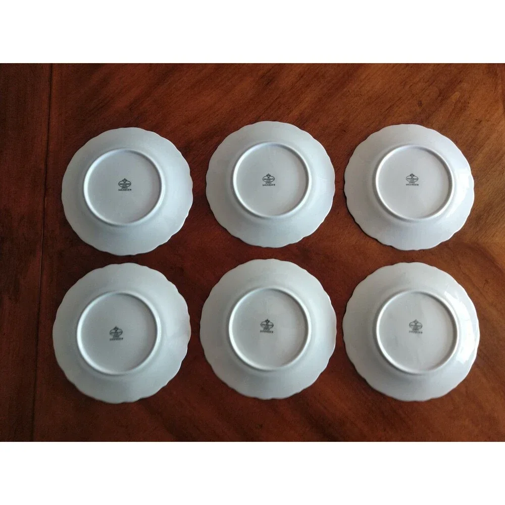 Set Lot 6x Tirschenreuth Baronesse Salad Dessert Plate 8.3” Wht Germany Bavaria